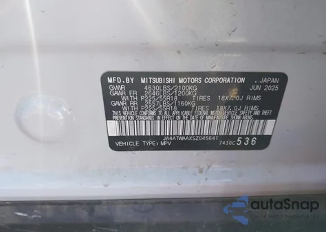 2025 Mitsubishi Eclipse Cross Black Edition S-Awc/Se S-Awc/Sel S-Awc z USA, uszkodzony, nr VIN JA4ATWAAXSZ045641